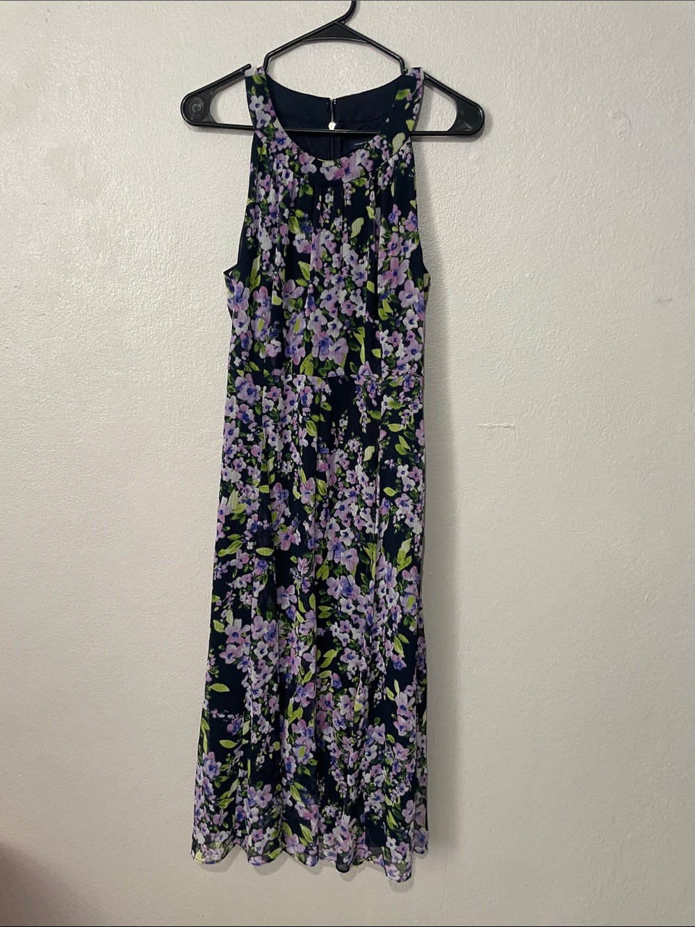 Tommy Hilfiger Navy Maxi Dress with Lavender Floral Print